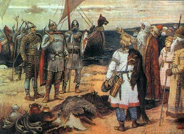 Рюрик вместе с Трувором и Синеусом выходят на берег Ладоги (Васнецов)